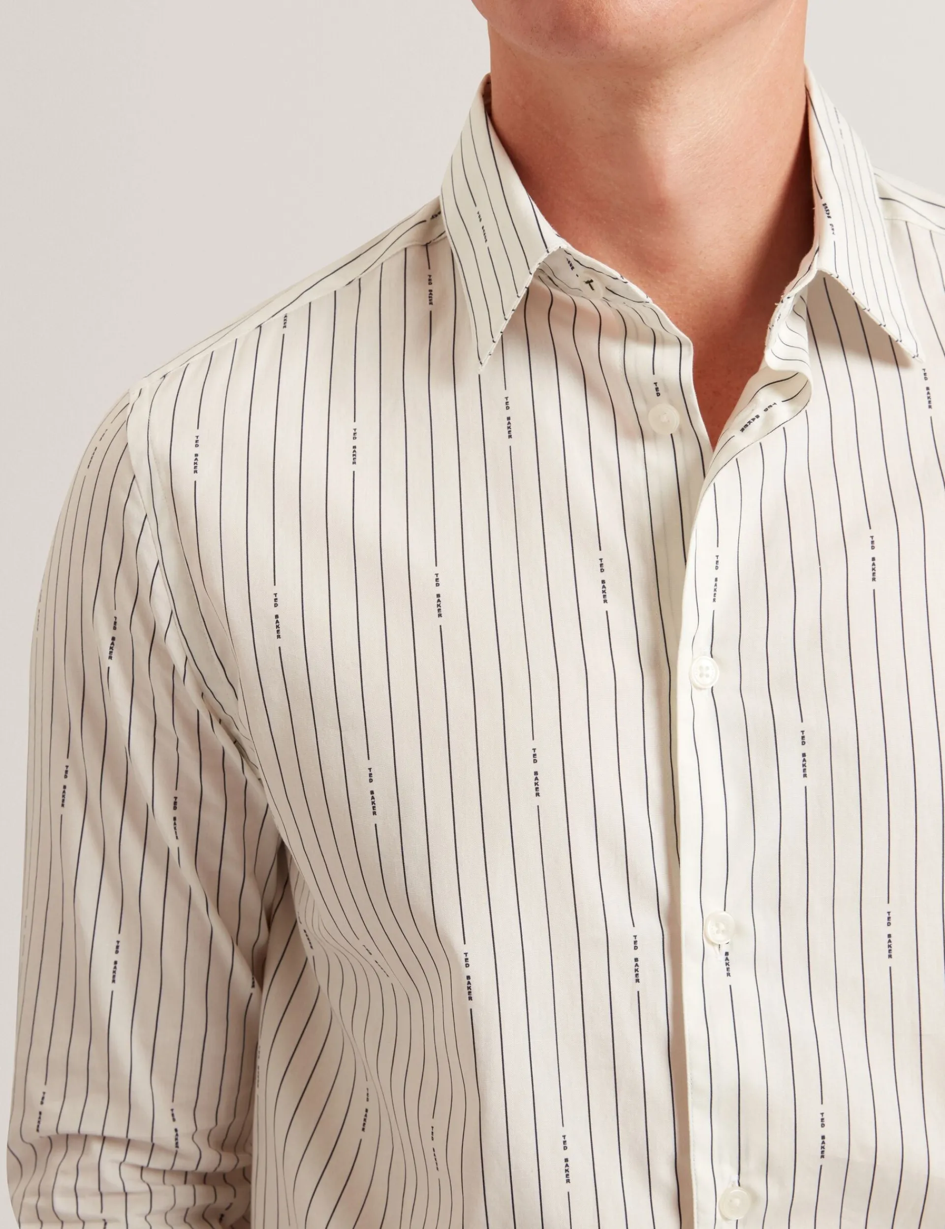 New Lobster Limited Breezy Blues Bearbeiten|Shirts<Hemd aus reiner Baumwolle mit Logo-Nadelstreifen