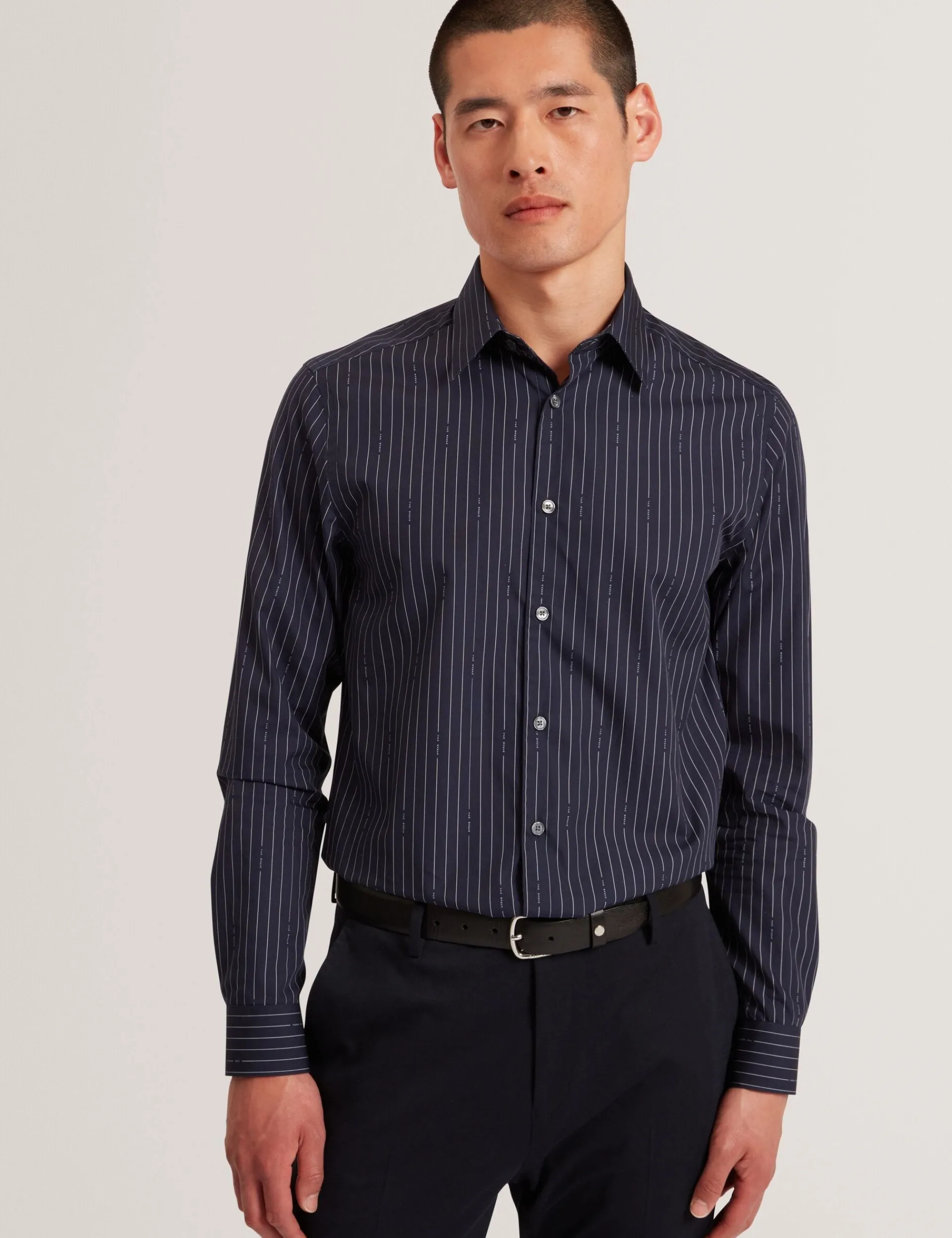 New Lobster Limited Breezy Blues Bearbeiten|Shirts<Hemd aus reiner Baumwolle mit Logo-Nadelstreifen