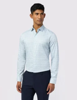 Licensee Baird Group Breezy Blues Bearbeiten|Shirts<Hemd aus Stretch-Baumwolle mit kleinem Blumenmuster