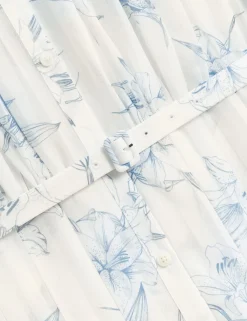 New Lobster Limited Arbeitskleidung|Neue Frühlingsblumen<Hemdblusenkleid mit floralem Muster und Falten