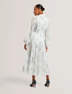 New Lobster Limited Arbeitskleidung|Neue Frühlingsblumen<Hemdblusenkleid mit floralem Muster und Falten