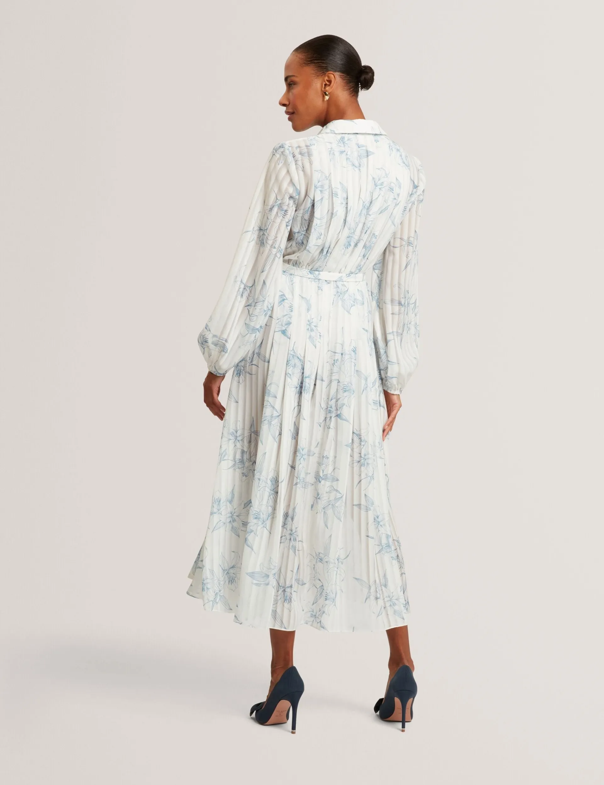 New Lobster Limited Arbeitskleidung|Neue Frühlingsblumen<Hemdblusenkleid mit floralem Muster und Falten