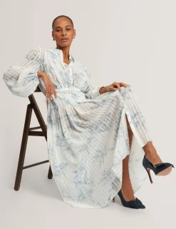 New Lobster Limited Arbeitskleidung|Neue Frühlingsblumen<Hemdblusenkleid mit floralem Muster und Falten
