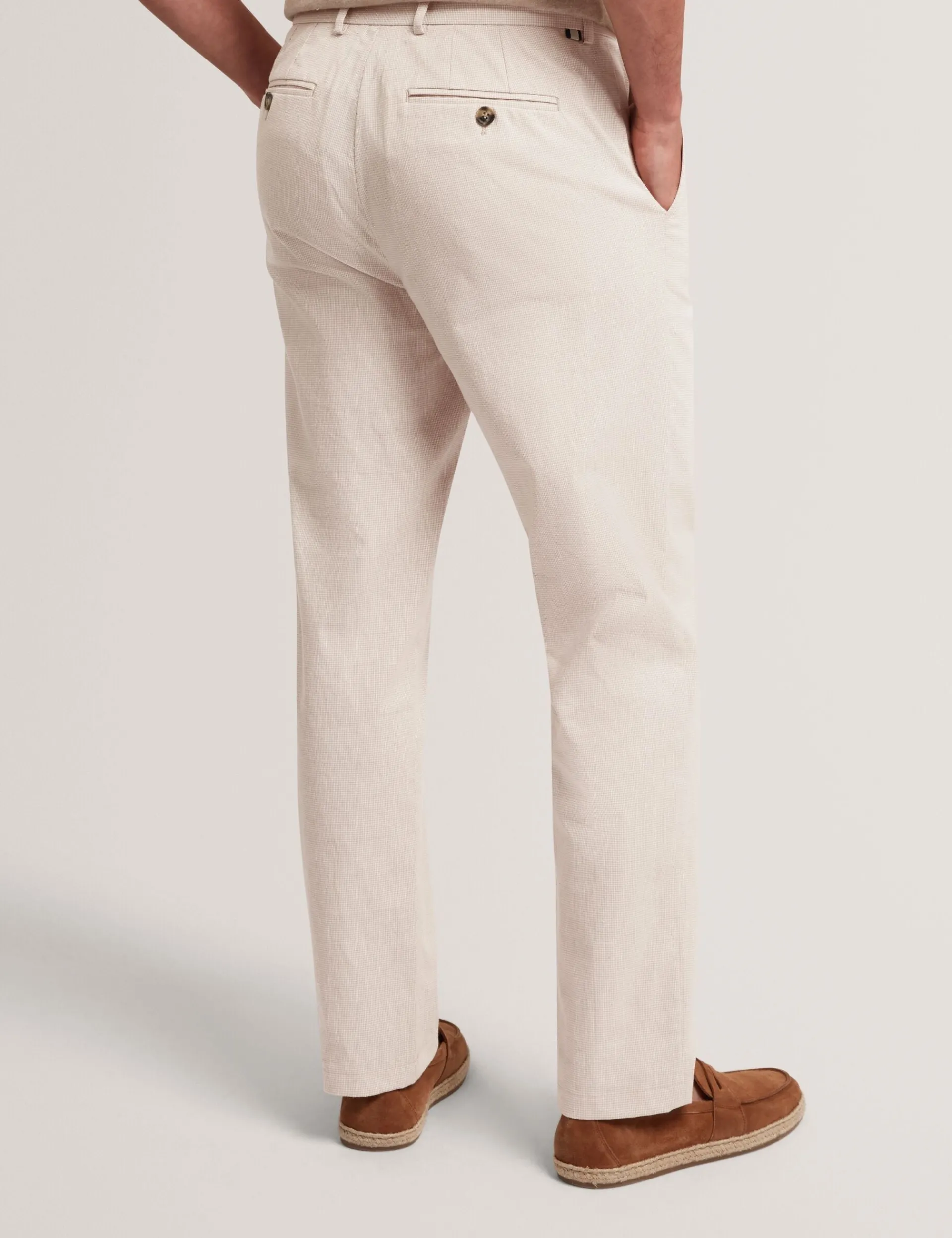New Lobster Limited Hosen & Chinos|Der Weihnachtsladen<Hose aus Baumwoll-Leinen-Mischgewebe mit Hahnentrittmuster und schmal zulaufendem Bein