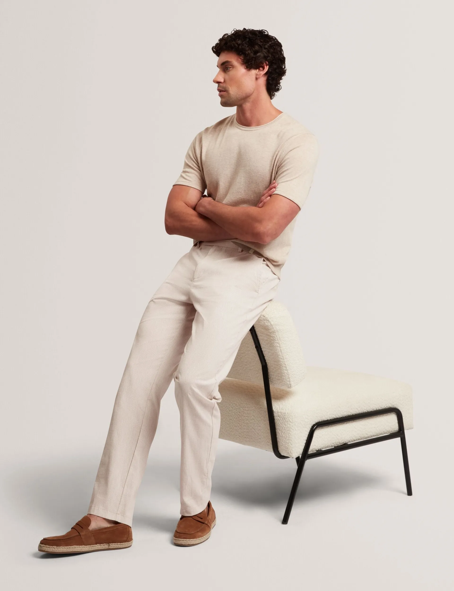New Lobster Limited Hosen & Chinos|Der Weihnachtsladen<Hose aus Baumwoll-Leinen-Mischgewebe mit Hahnentrittmuster und schmal zulaufendem Bein