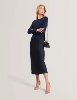 New Lobster Limited Kleider|Luftiger Blues Bearbeiten<2-in-1 Satin-Unterkleid mit Strickoberteil