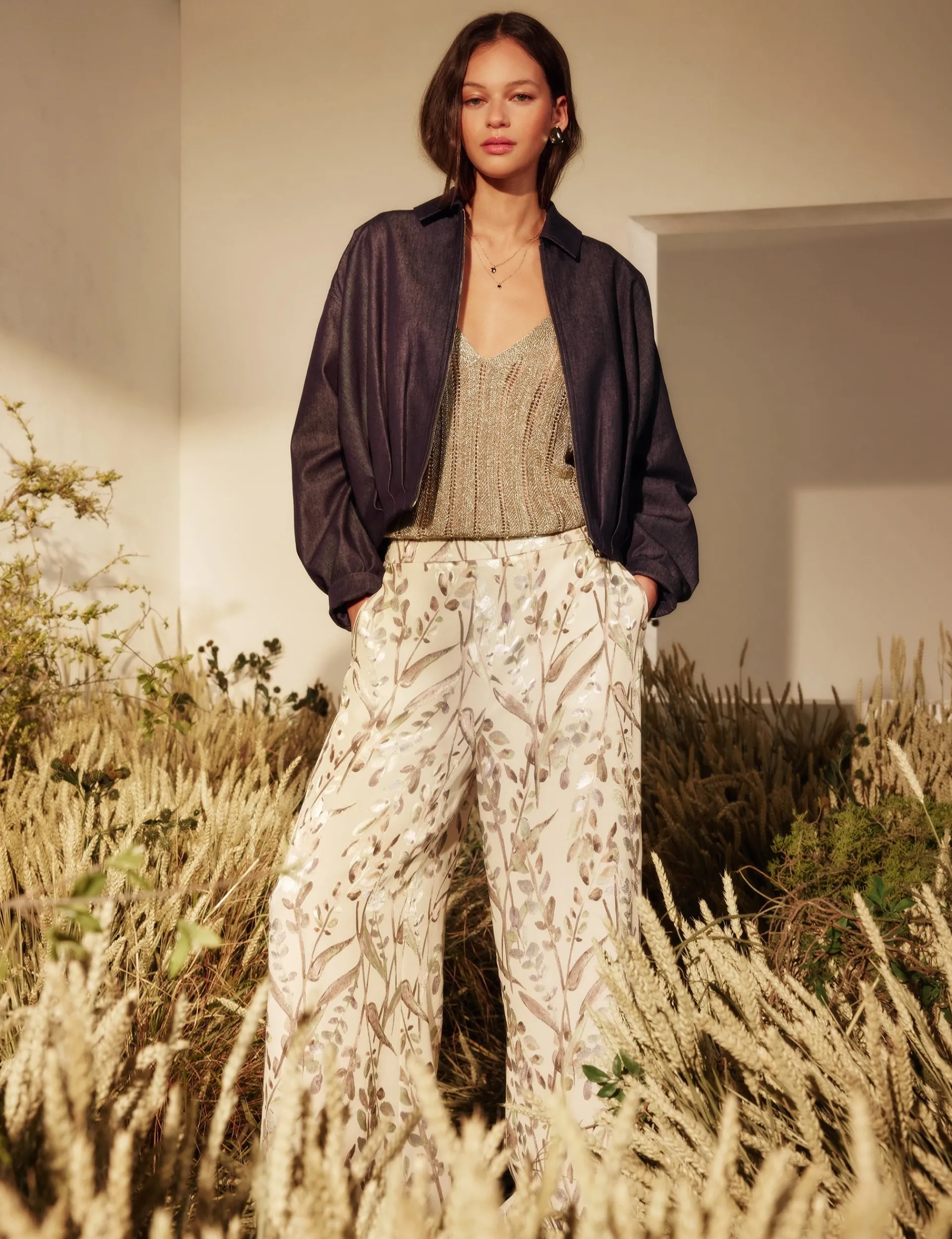 New Lobster Limited Golden Hour|Der Weihnachtsladen<Jacquard-Hose mit weitem Bein und Blattmuster