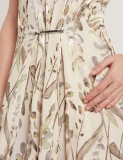 New Lobster Limited Golden Hour|Der Weihnachtsladen<Jacquard-Midi-Kleid mit Blättermuster und geraffter Taille