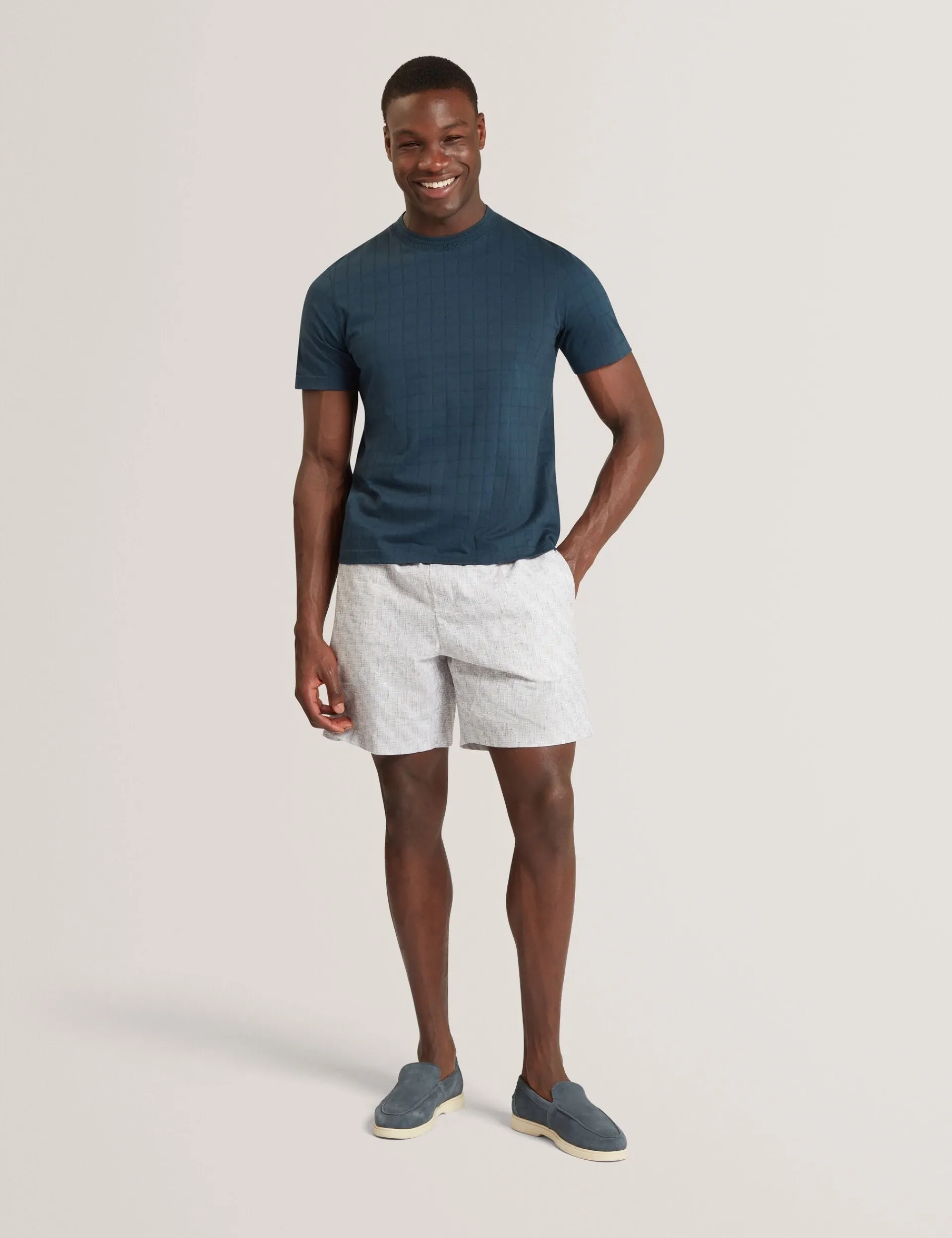 New Lobster Limited Breezy Blues Bearbeiten|Oberteile & T-Shirts<Jacquard-T-Shirt aus strukturierter Baumwolle