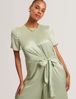 New Lobster Limited Jumpsuits & Playsuits|Die Satin-Kollektion<Jumpsuit mit Bindedetails, kurzen Ärmeln und weitem Bein