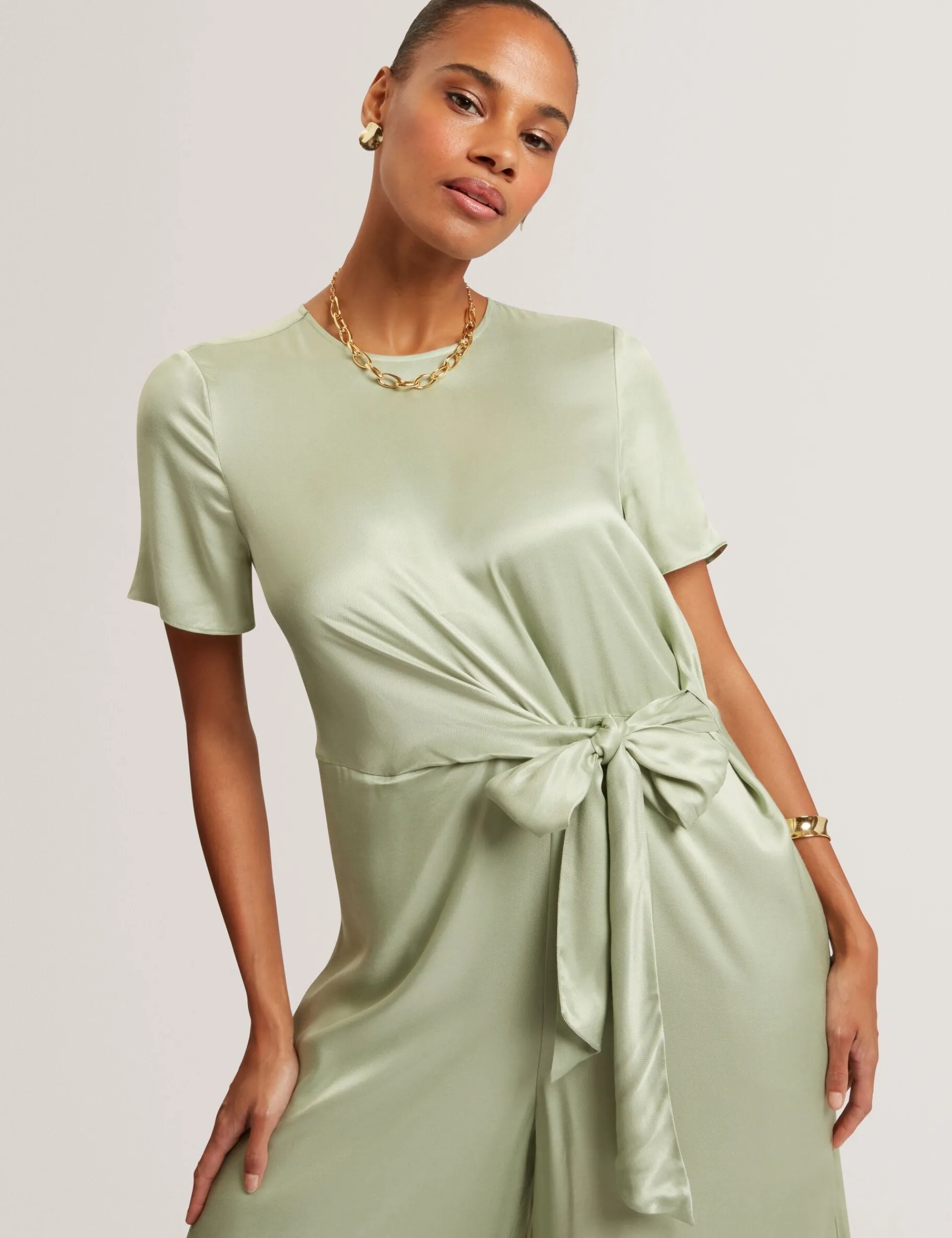 New Lobster Limited Jumpsuits & Playsuits|Die Satin-Kollektion<Jumpsuit mit Bindedetails, kurzen Ärmeln und weitem Bein