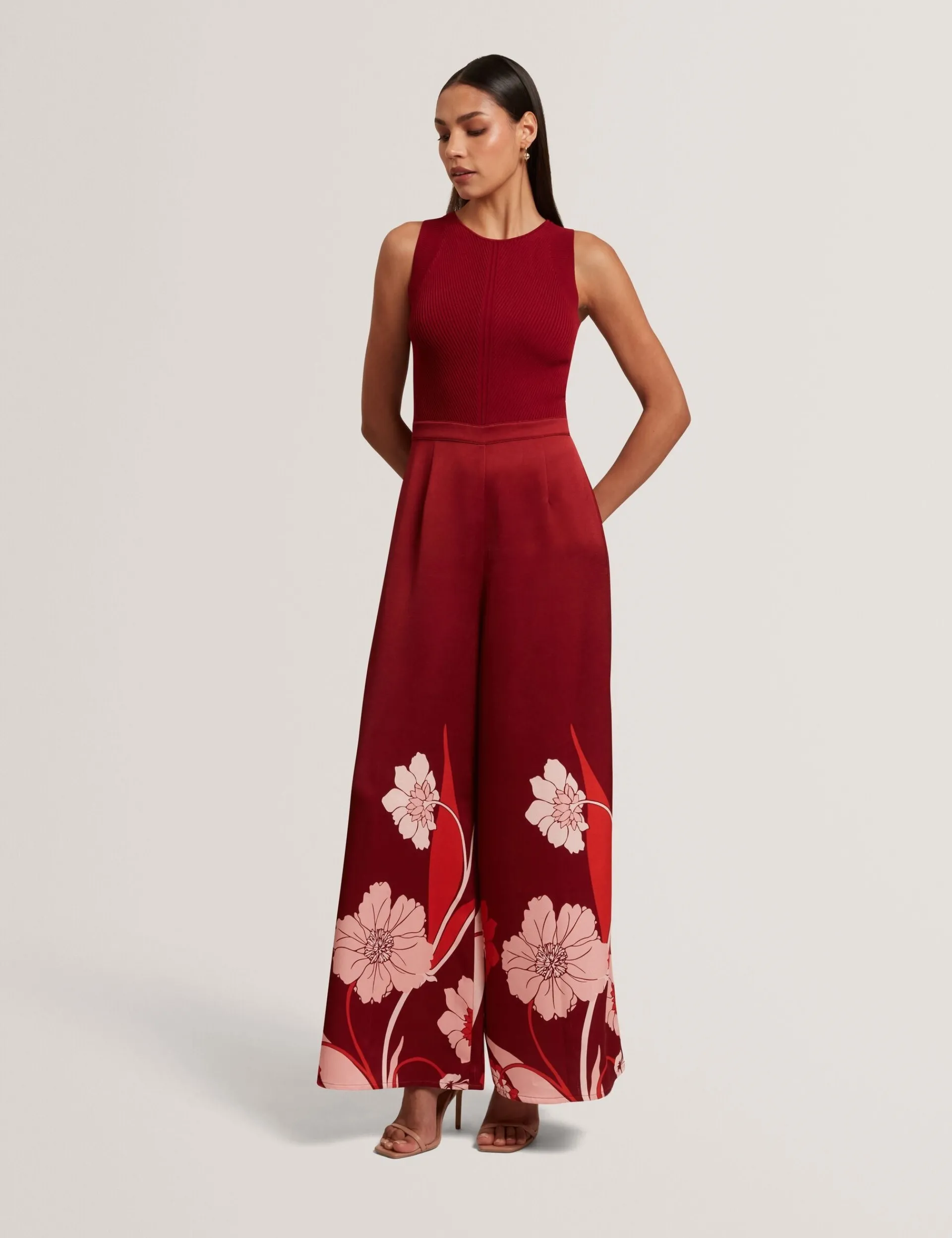 New Lobster Limited Jumpsuits & Playsuits|Neue Frühlingsblumen<Jumpsuit mit Strickoberteil und geblümtem Hosenaufschlag