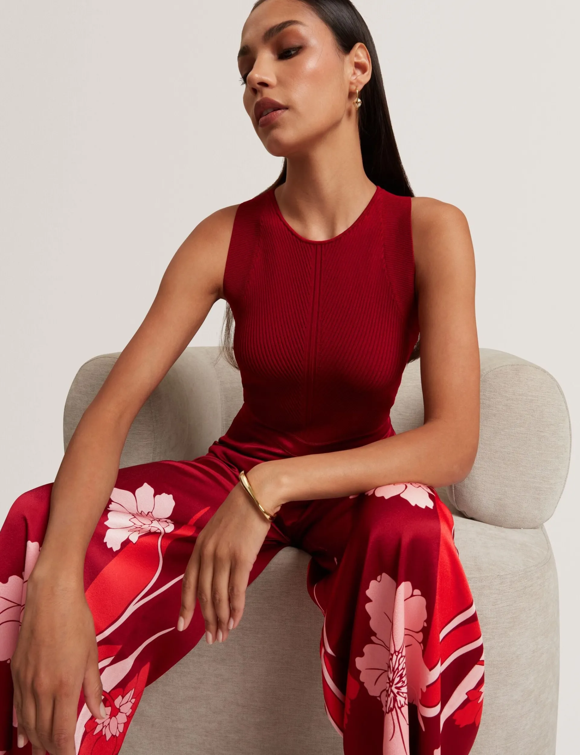 New Lobster Limited Jumpsuits & Playsuits|Neue Frühlingsblumen<Jumpsuit mit Strickoberteil und geblümtem Hosenaufschlag