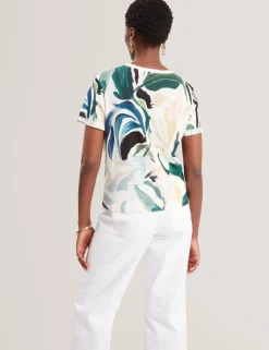 New Lobster Limited Oberteile & Blusen|Der Weihnachtsladen<Kastenförmiges T-Shirt aus Leinenmischung mit abstraktem Print