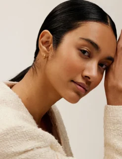 Damen Licensee Simon Harrison Damenschmuck|Sämtliches Zubehör<Kleine Creolen mit graviertem Logo