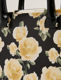 New Lobster Limited Neue Frühlingsblumen|Tragetaschen<Kleine Leder-Shopper-Tasche mit Rosenprint