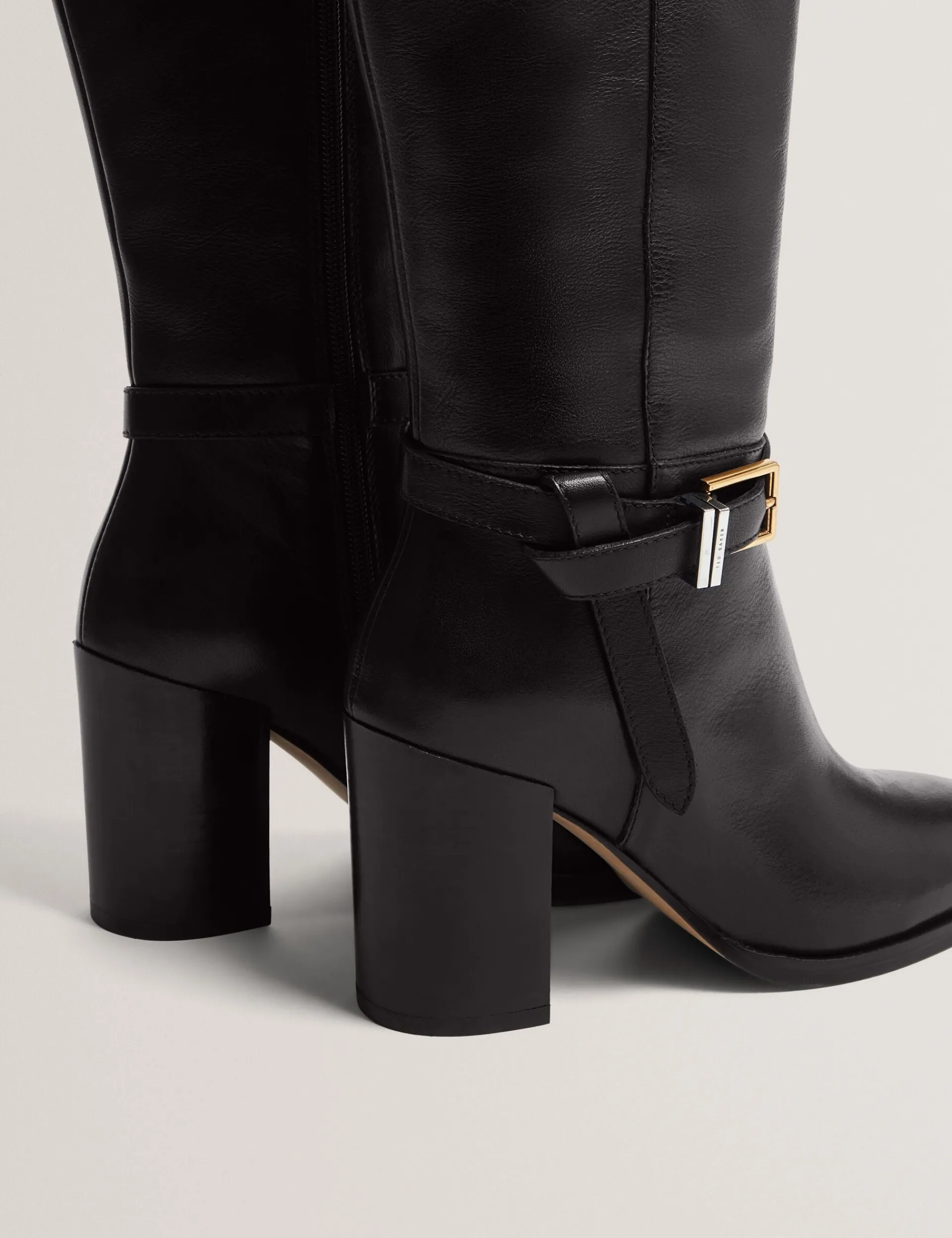 New Lobster Limited Stiefel|Arbeitskleidung<Kniehohe Lederstiefel mit Gürteldetail und Absatz