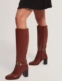 New Lobster Limited Stiefel|Arbeitskleidung<Kniehohe Lederstiefel mit Gürteldetail und Absatz