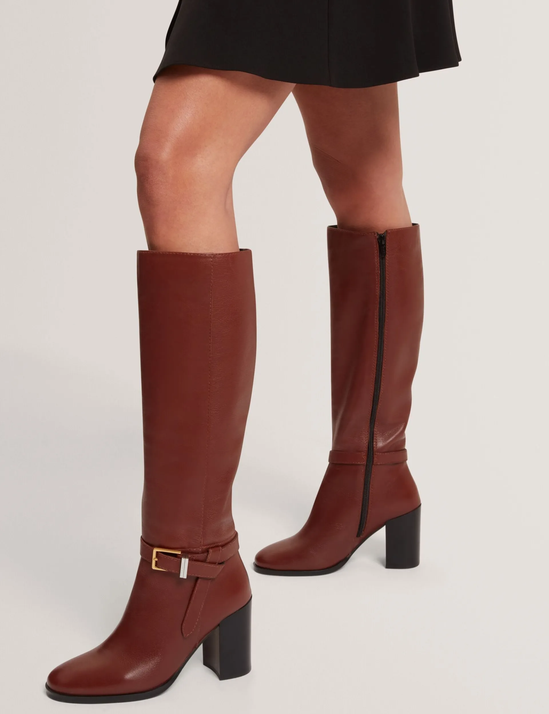 New Lobster Limited Stiefel|Arbeitskleidung<Kniehohe Lederstiefel mit Gürteldetail und Absatz