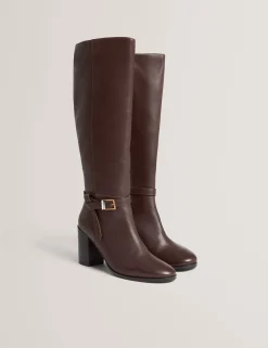 New Lobster Limited Stiefel|Arbeitskleidung<Kniehohe Lederstiefel mit Gürteldetail und Absatz
