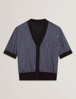 New Lobster Limited Luftiger Blues Bearbeiten|Oberteile & Blusen<Kurzarm-Cardigan mit Print von Touch of Silk