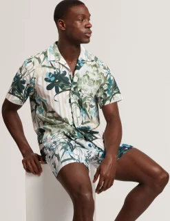New Lobster Limited Shirts|Der Weihnachtsladen<Kurzarmhemd aus Baumwolle mit Blumenstreifenmuster