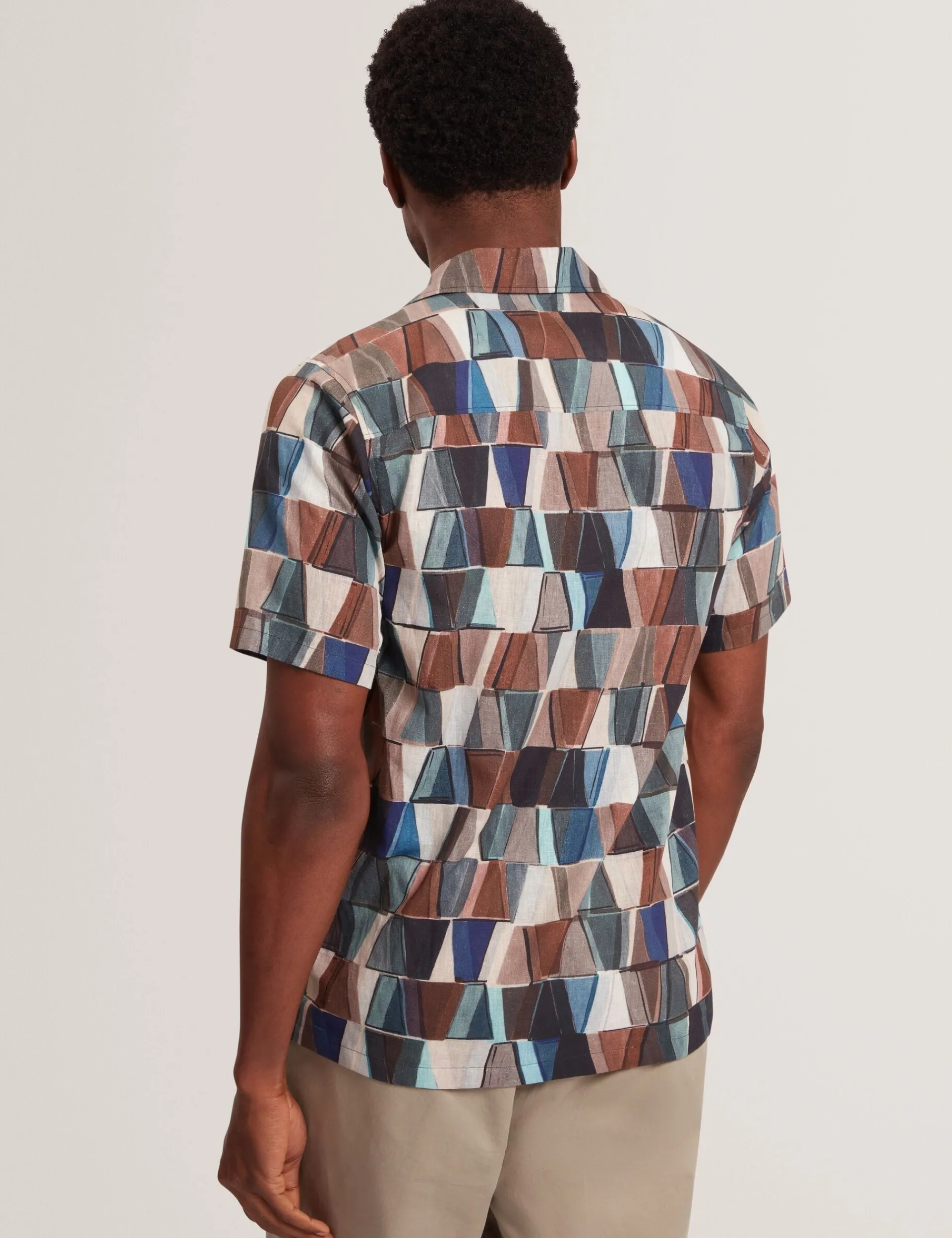 New Lobster Limited Shirts|Der Weihnachtsladen<Kurzarmhemd aus Baumwoll-Leinen-Mischgewebe mit Fliesenmuster