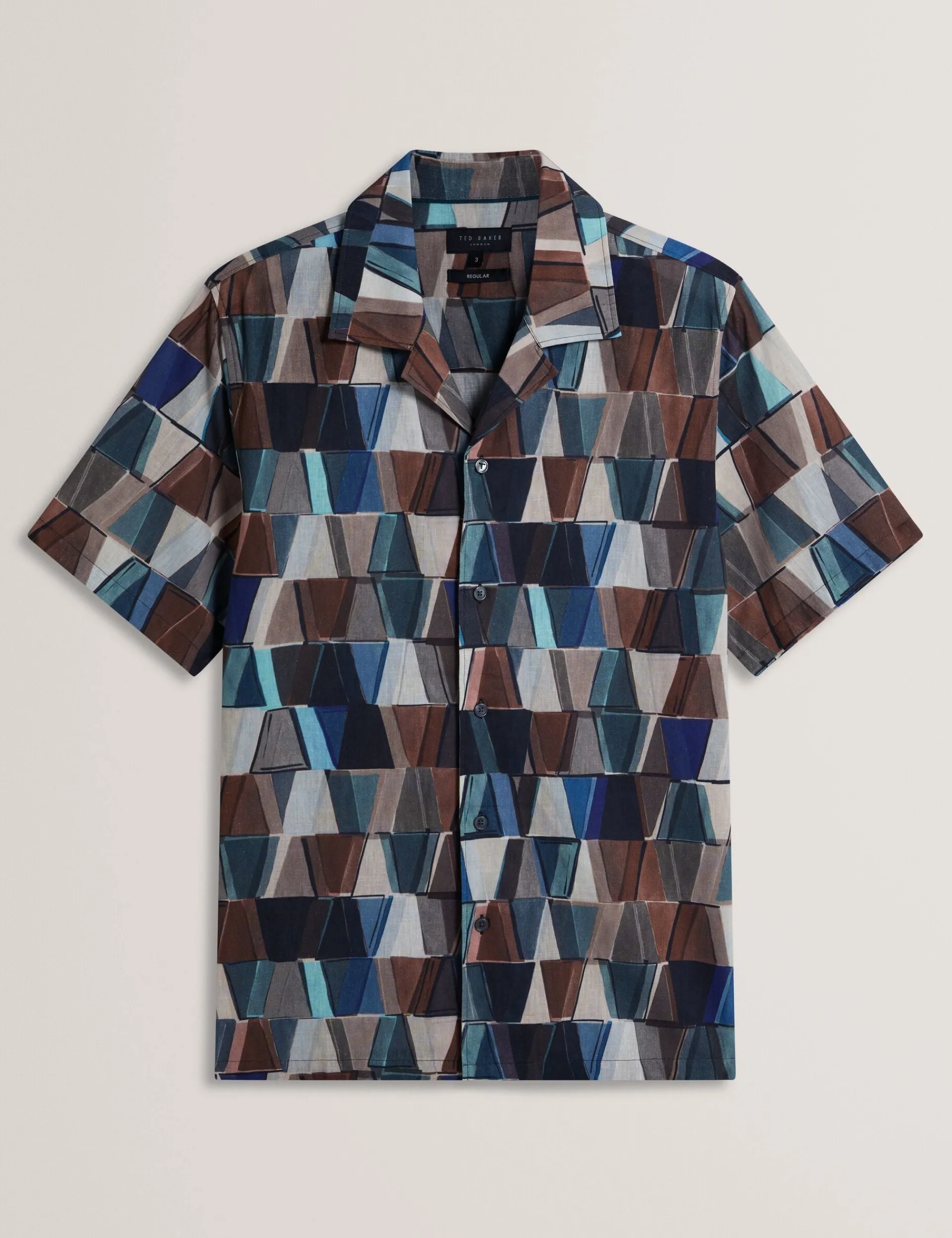 New Lobster Limited Shirts|Der Weihnachtsladen<Kurzarmhemd aus Baumwoll-Leinen-Mischgewebe mit Fliesenmuster