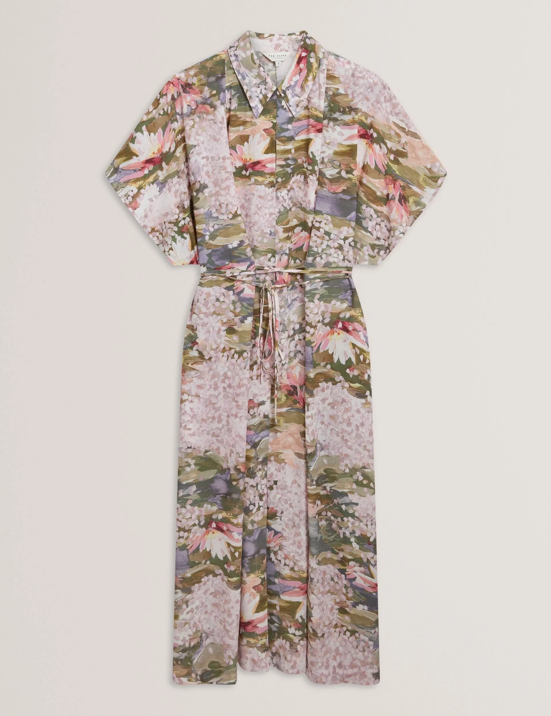 New Lobster Limited Festliche Kleidung|Neue Frühlingsblumen<Kurzarm-Hemdkleid mit Seerosenmuster