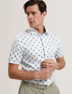 New Lobster Limited Breezy Blues Bearbeiten|Shirts<Kurzarmhemd mit Mini-Blumenmuster