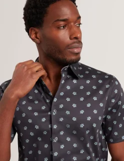 New Lobster Limited Breezy Blues Bearbeiten|Shirts<Kurzarmhemd mit Mini-Blumenmuster