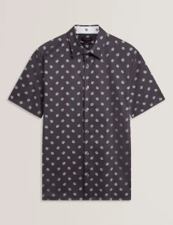 New Lobster Limited Breezy Blues Bearbeiten|Shirts<Kurzarmhemd mit Mini-Blumenmuster