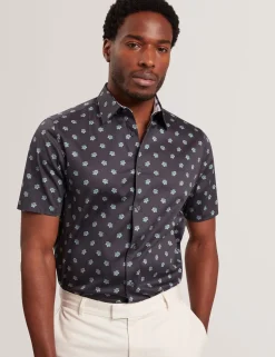 New Lobster Limited Breezy Blues Bearbeiten|Shirts<Kurzarmhemd mit Mini-Blumenmuster