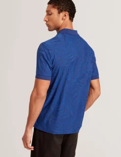 New Lobster Limited Der Weihnachtsladen|Breezy Blues Bearbeiten<Kurzarm-Polohemd mit Jacquard-Blattmuster