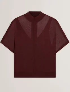 New Lobster Limited Oberteile & Blusen|Pullover & Strickjacken<Kurzarm-Strickoberteil mit transparentem Einsatz