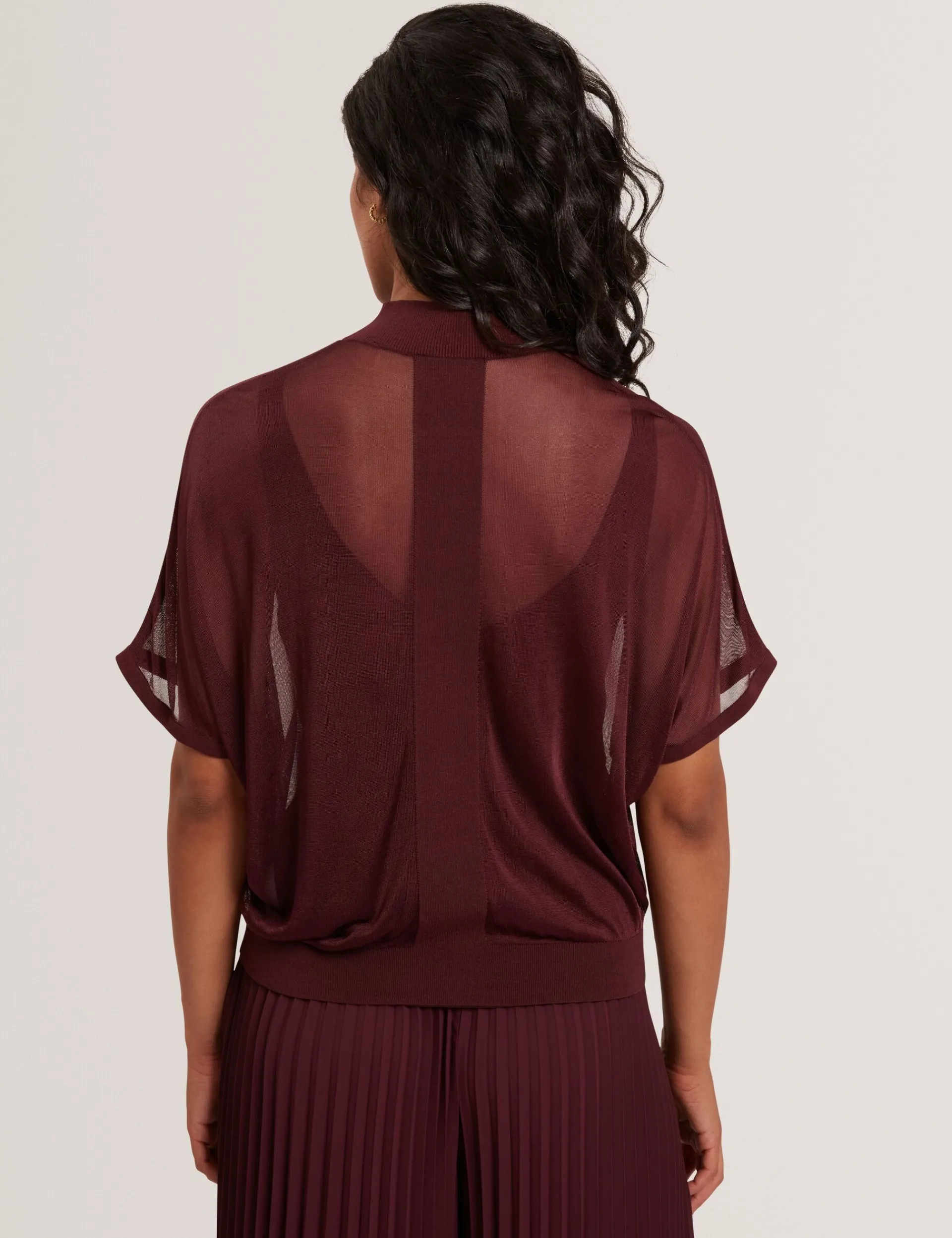 New Lobster Limited Oberteile & Blusen|Pullover & Strickjacken<Kurzarm-Strickoberteil mit transparentem Einsatz
