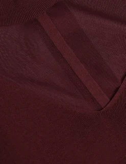 New Lobster Limited Oberteile & Blusen|Pullover & Strickjacken<Kurzarm-Strickoberteil mit transparentem Einsatz