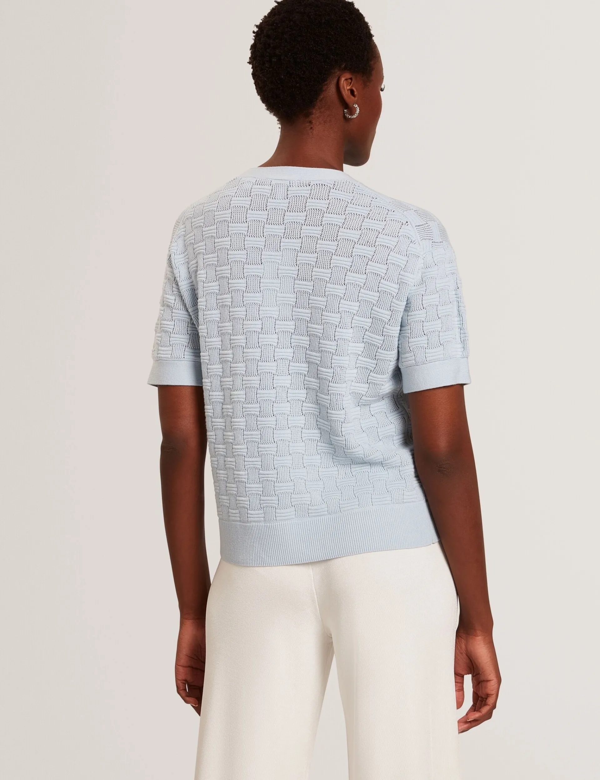 New Lobster Limited Oberteile & Blusen|Pullover & Strickjacken<Kurzarm-Top aus strukturiertem Strickmaterial aus Seidenmischgewebe