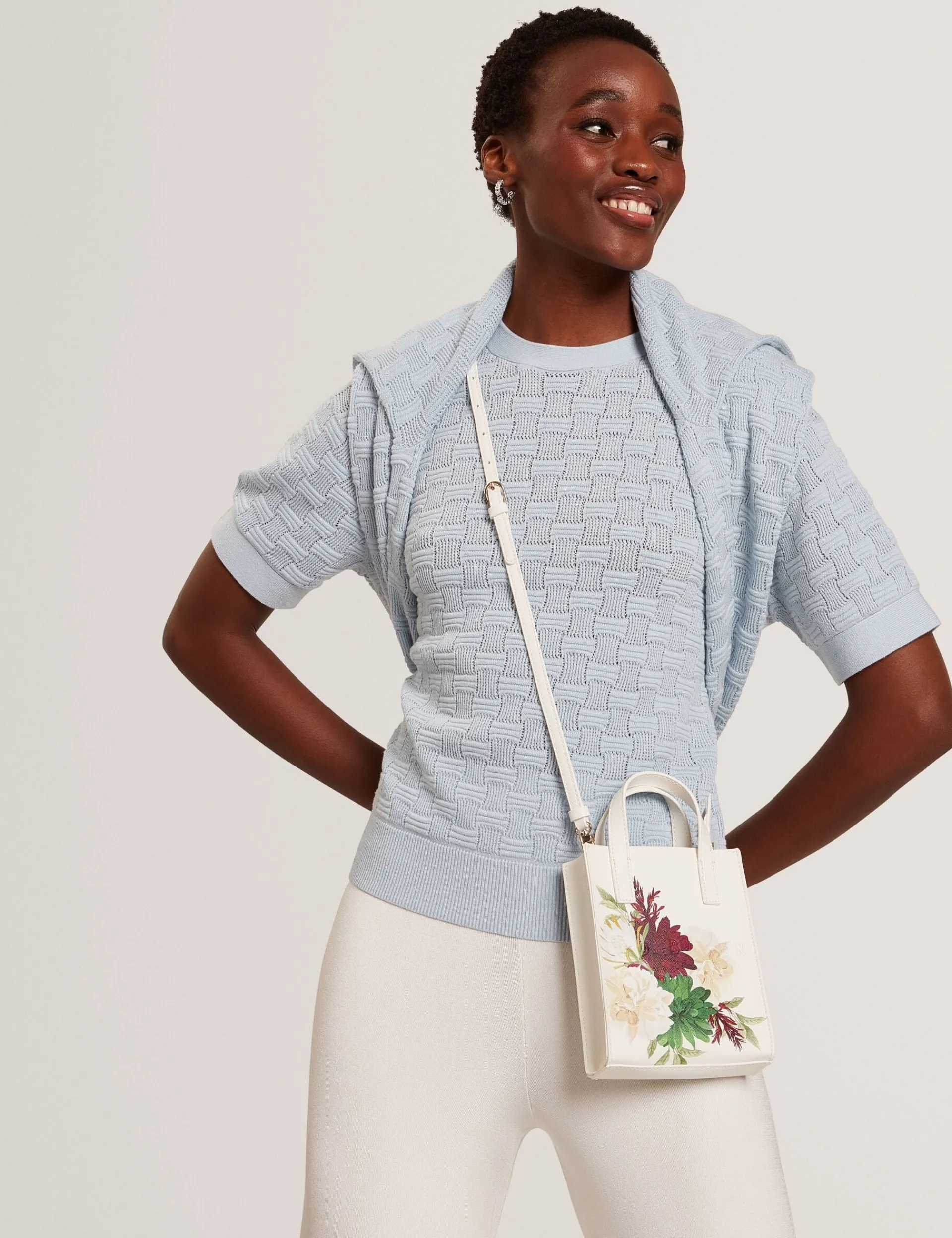 New Lobster Limited Oberteile & Blusen|Pullover & Strickjacken<Kurzarm-Top aus strukturiertem Strickmaterial aus Seidenmischgewebe