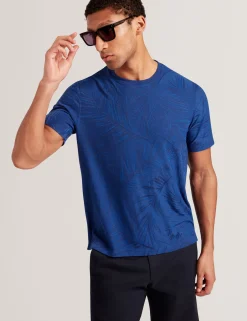 New Lobster Limited Der Weihnachtsladen|Breezy Blues Bearbeiten<Kurzarm-T-Shirt mit Jacquard-Blattmuster