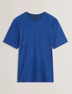 New Lobster Limited Der Weihnachtsladen|Breezy Blues Bearbeiten<Kurzarm-T-Shirt mit Jacquard-Blattmuster