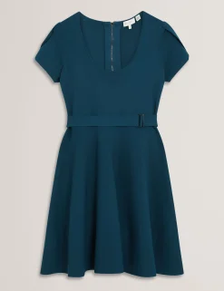 New Lobster Limited Arbeitskleidung|Luftiger Blues Bearbeiten<Kurzärmliges Strick-Minikleid
