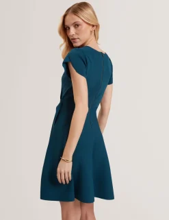 New Lobster Limited Arbeitskleidung|Luftiger Blues Bearbeiten<Kurzärmliges Strick-Minikleid