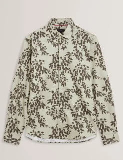 Herren New Lobster Limited Luxusgeschenke Für Herren|Shirts<Langarmhemd aus Baumwolle mit Blätterprint