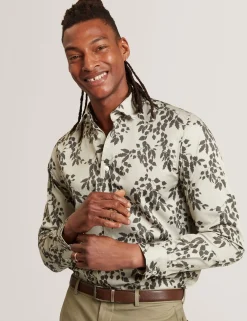 Herren New Lobster Limited Luxusgeschenke Für Herren|Shirts<Langarmhemd aus Baumwolle mit Blätterprint