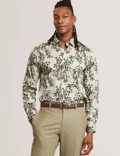 Herren New Lobster Limited Luxusgeschenke Für Herren|Shirts<Langarmhemd aus Baumwolle mit Blätterprint