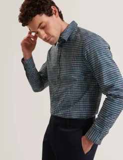 New Lobster Limited Breezy Blues Bearbeiten|Shirts<Langarmhemd aus Baumwolle mit verschwommenem Karomuster