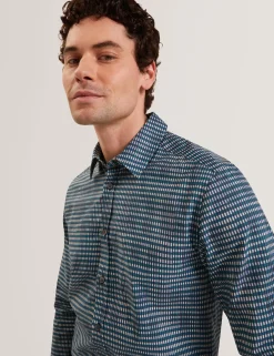 New Lobster Limited Breezy Blues Bearbeiten|Shirts<Langarmhemd aus Baumwolle mit verschwommenem Karomuster