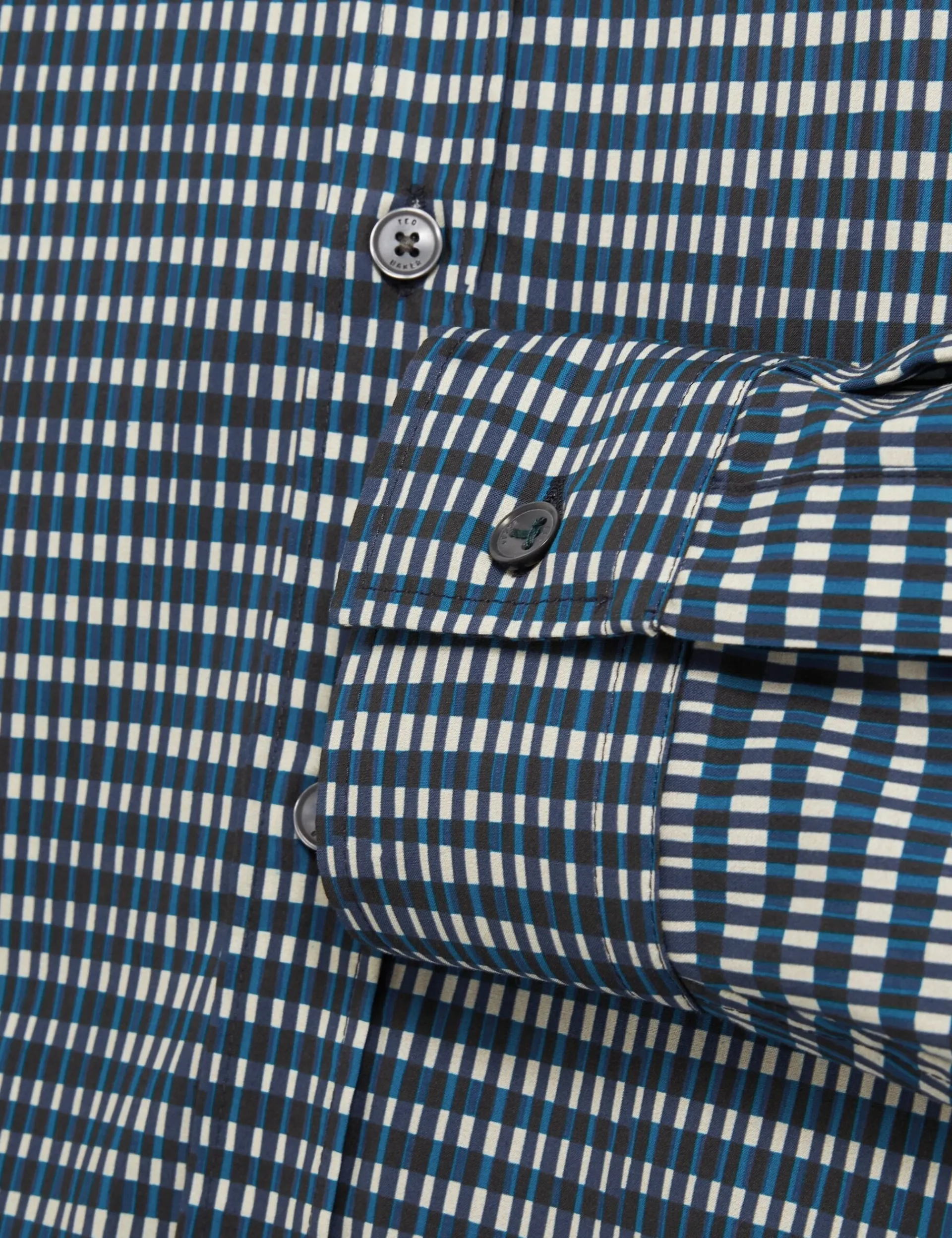 New Lobster Limited Breezy Blues Bearbeiten|Shirts<Langarmhemd aus Baumwolle mit verschwommenem Karomuster