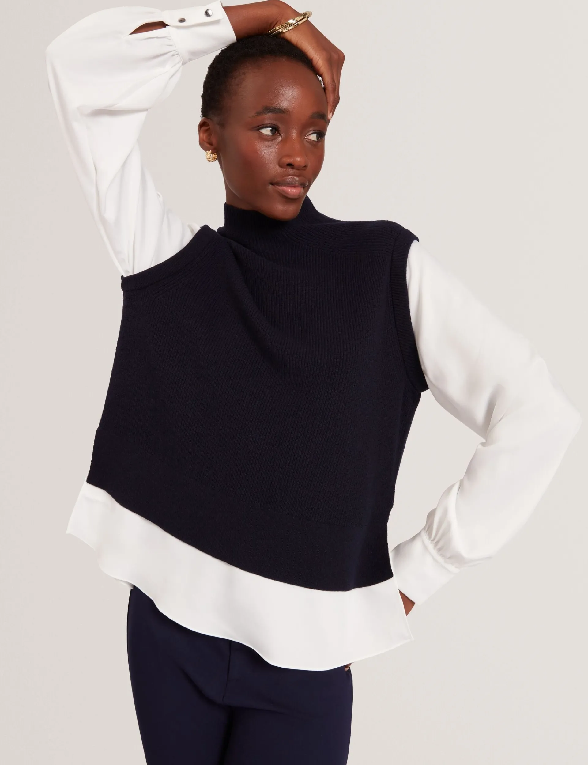 New Lobster Limited Oberteile & Blusen|Pullover & Strickjacken<Langarmhemd mit Strickweste